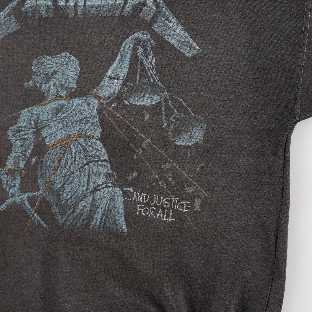 90'S Metallica Album AND JUSTICE FOR ALL Band Sweatshirt Trainer Men's L Size Vintage /eva003245