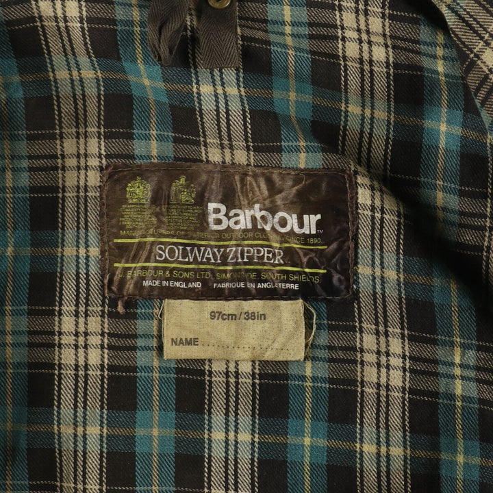 80'S Barbour Solway Zipper 2 Warrant Waxed Cotton Oiled Jacket Made in England C38 Men's M /eva003255