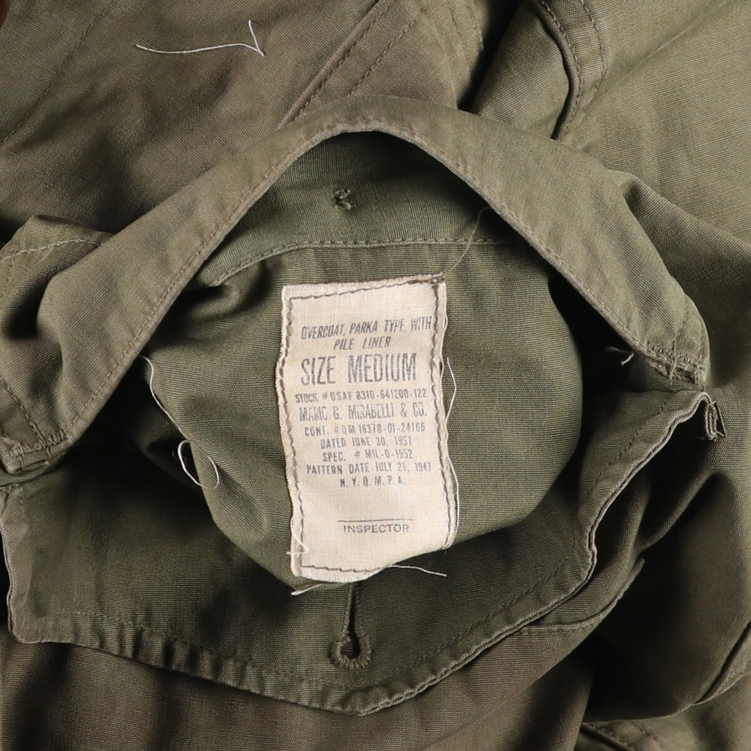 1940'S US military genuine M-47 field parka with liner, mod coat, made in USA, MEDIUM, men's M equivalent, vintage unclear Khaki type sage green Vintage Second Hand