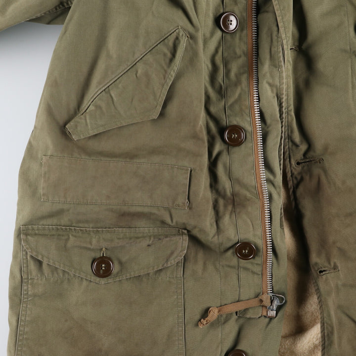 1940'S US military genuine M-47 field parka with liner, mod coat, made in USA, MEDIUM, men's M equivalent, vintage unclear Khaki type sage green Vintage Second Hand