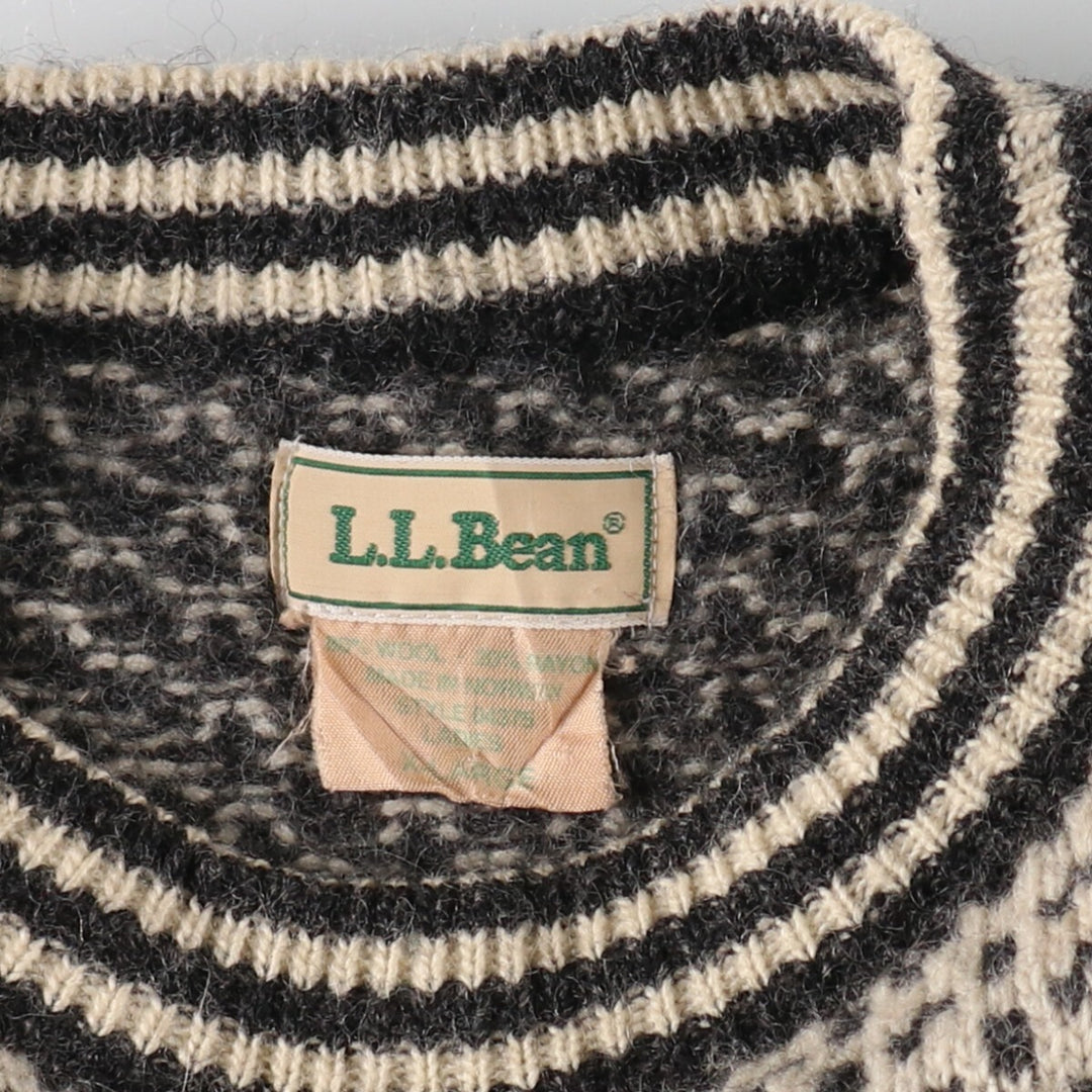 80'S LLBean Birdseye Pattern Wool Knit Sweater Made in Norway Women's XL Vintage /eva003285