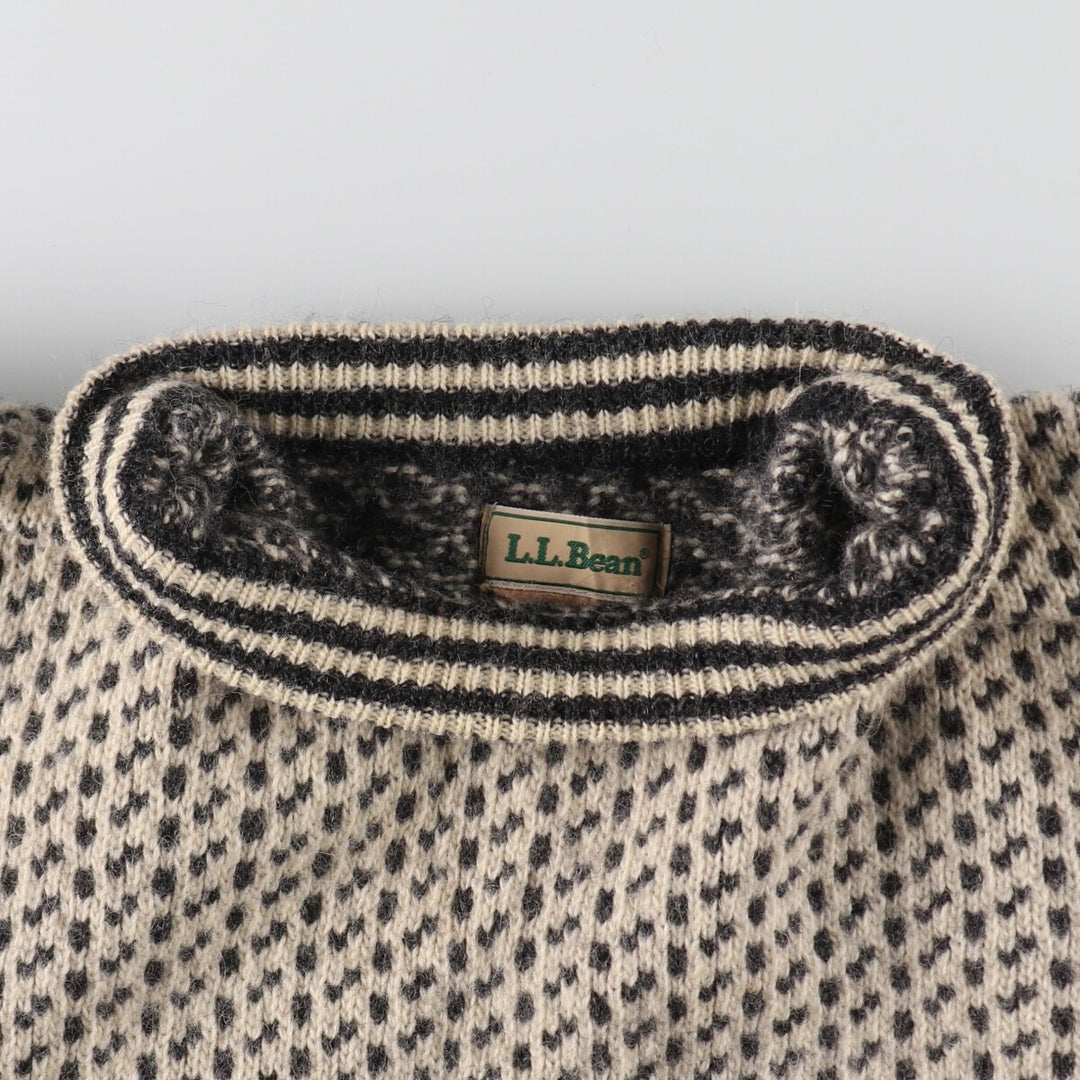 80'S LLBean Birdseye Pattern Wool Knit Sweater Made in Norway Women's XL Vintage /eva003285