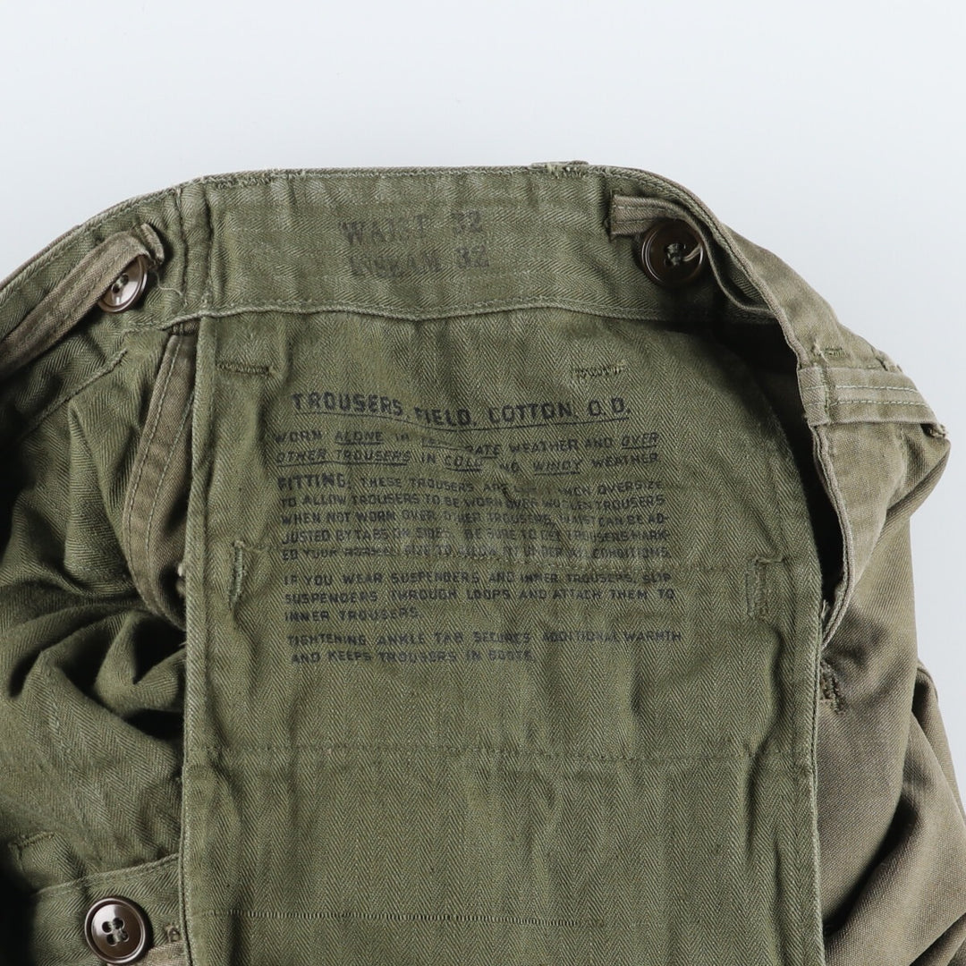 1940'S US Army genuine M-43 military field pants, trousers, made in USA, 32x32, men's w31 equivalent, vintage /eva003297