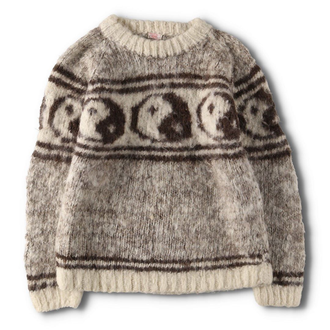 All-over Yin Yang Pattern wool knit sweater, men's XL size /eva003303