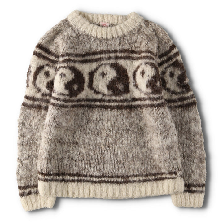 All-over Yin Yang Pattern wool knit sweater, men's XL size /eva003303