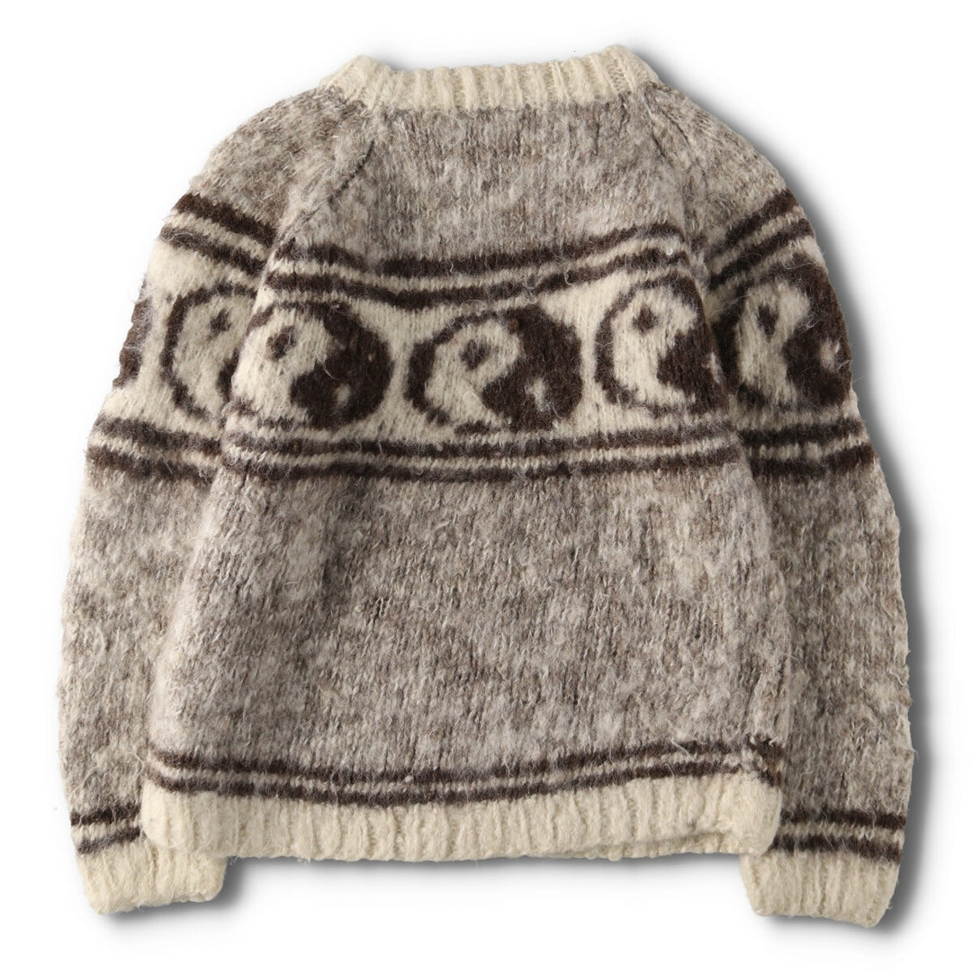 All-over Yin Yang Pattern wool knit sweater, men's XL size /eva003303