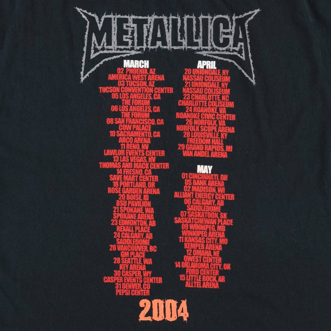 2000'S METALLICA ST.ANGER Madly in Anger with the World Tour Tour Band T-shirt, Men's XL equivalent. cotton black type Vintage Second Hand