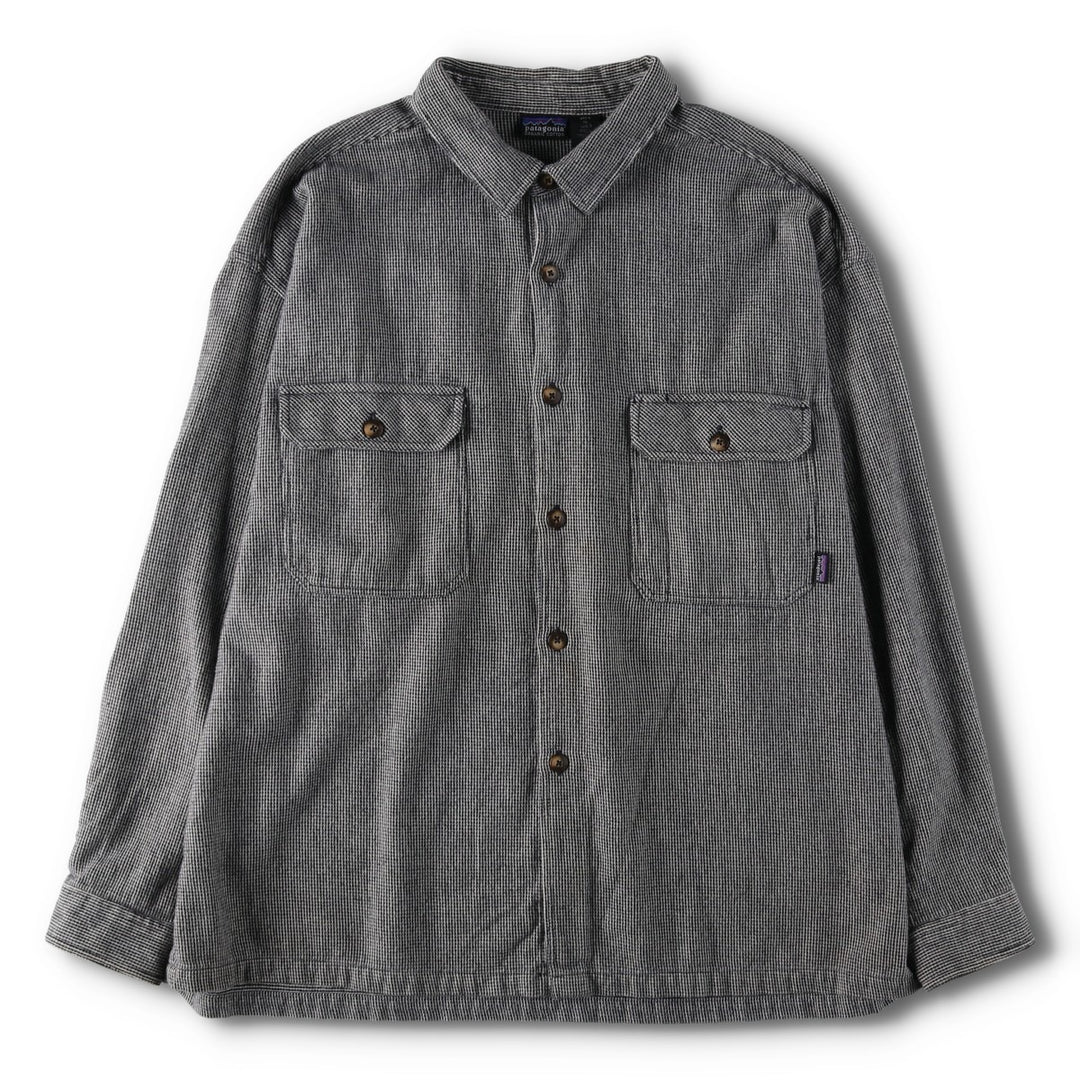 90s-00'S Patagonia Organic Cotton All-Over Print Long-Sleeve Heavy Flannel Shirt, Men's Size XL (approx.) Organic cotton black type Vintage Second Hand