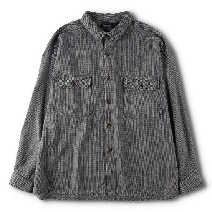 90s-00'S Patagonia Organic Cotton All-Over Print Long-Sleeve Heavy Flannel Shirt, Men's Size XL (approx.) Organic cotton black type Vintage Second Hand