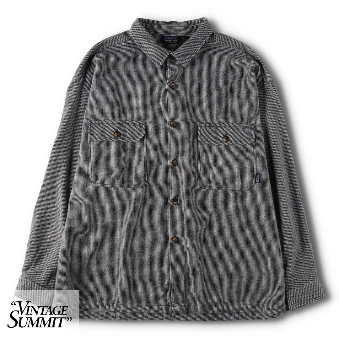 90s-00'S Patagonia Organic Cotton All-Over Print Long-Sleeve Heavy Flannel Shirt, Men's Size XL (approx.) Organic cotton black type Vintage Second Hand