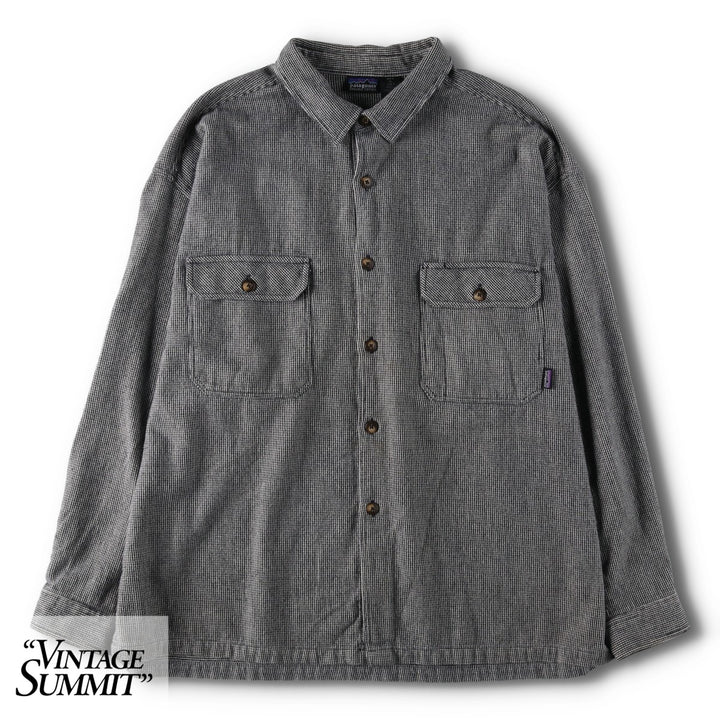 90s-00'S Patagonia Organic Cotton All-Over Print Long-Sleeve Heavy Flannel Shirt, Men's Size XL (approx.) Organic cotton black type Vintage Second Hand