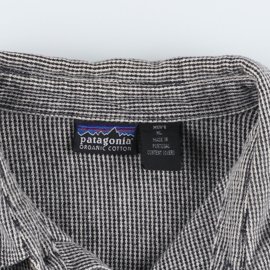 90s-00'S Patagonia Organic Cotton All-Over Print Long-Sleeve Heavy Flannel Shirt, Men's Size XL (approx.) Organic cotton black type Vintage Second Hand