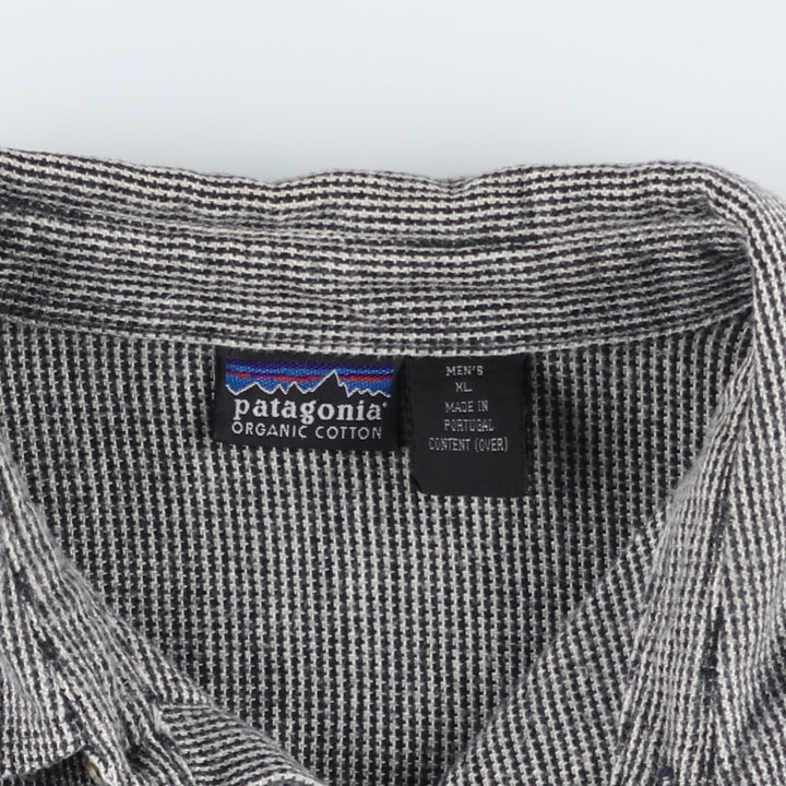 90s-00'S Patagonia Organic Cotton All-Over Print Long-Sleeve Heavy Flannel Shirt, Men's Size XL (approx.) Organic cotton black type Vintage Second Hand