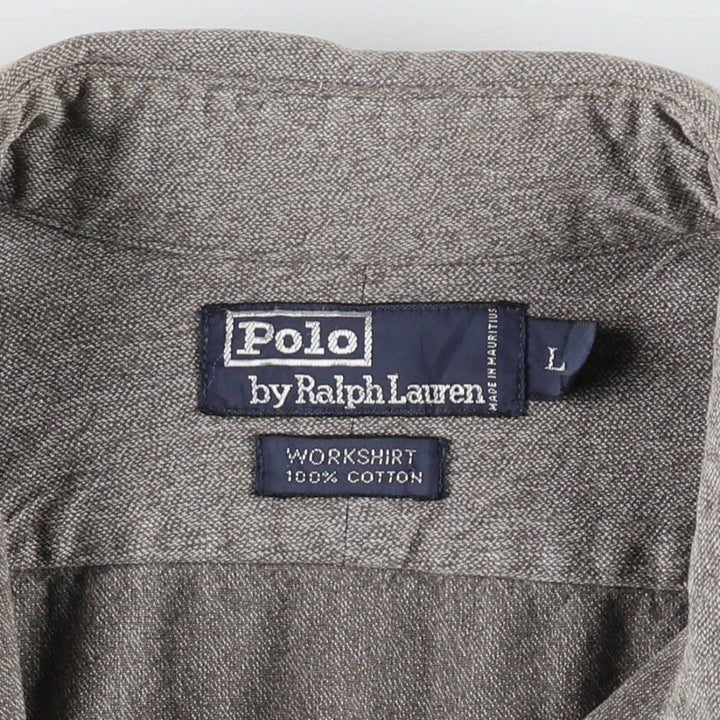 Ralph Lauren POLO by Ralph Lauren WORKSHIRT Long-Sleeve Work Shirt, Men's Size L (approx.) cotton gray type Vintage Second Hand