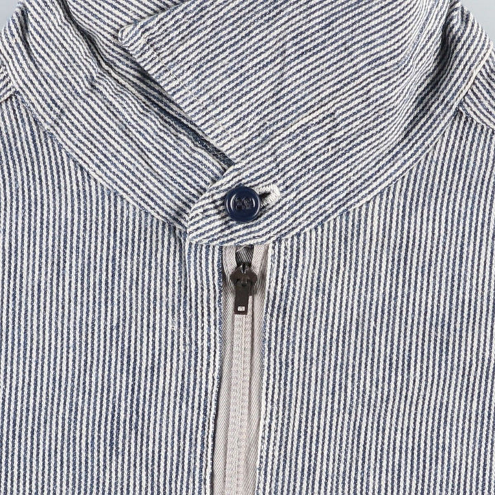 1950'S Penney's PAY DAY Stripe Pattern Half-Zip Pullover Long-Sleeve Work Shirt (Men's Size M) unclear navy blue type Vintage Second Hand