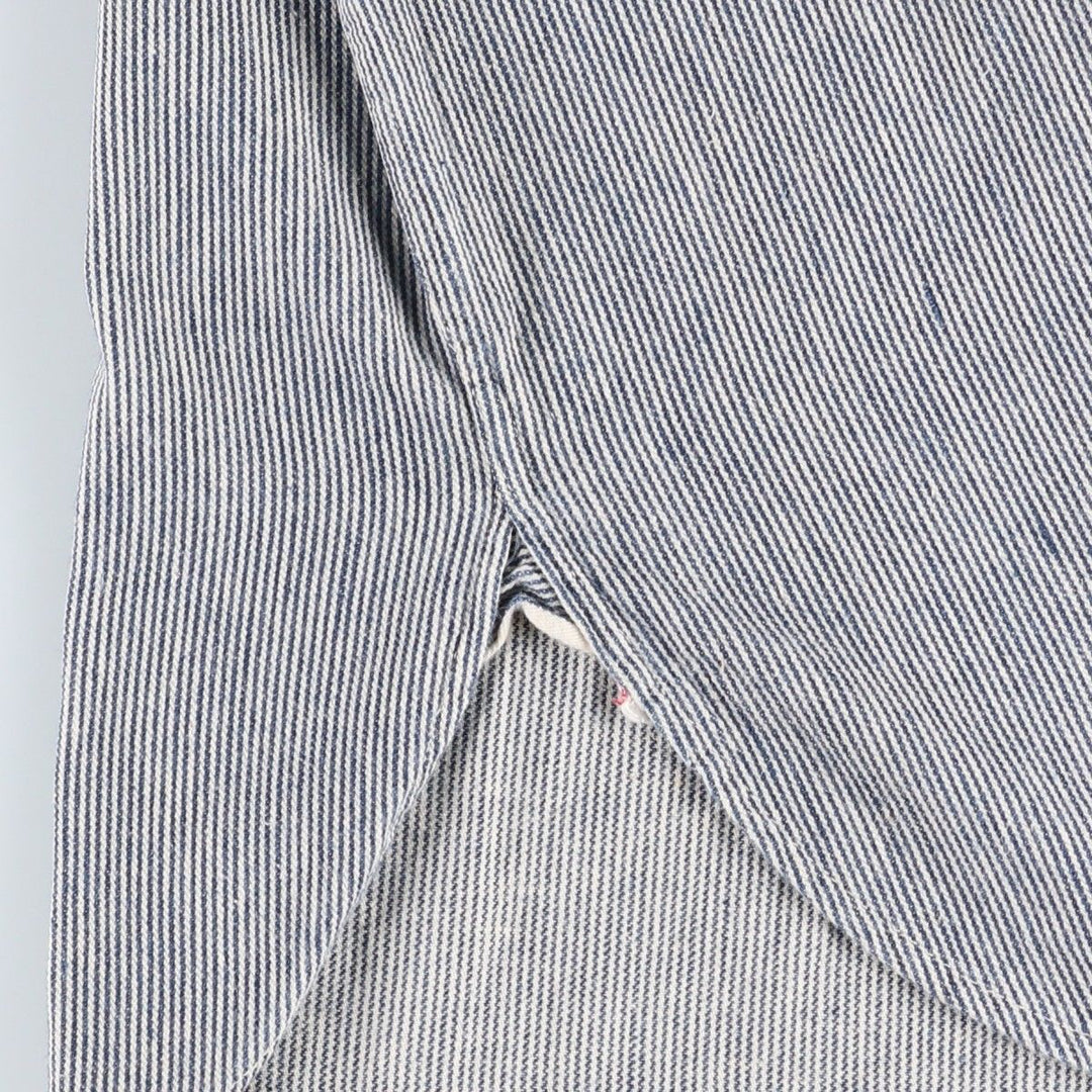 1950'S Penney's PAY DAY Stripe Pattern Half-Zip Pullover Long-Sleeve Work Shirt (Men's Size M) unclear navy blue type Vintage Second Hand