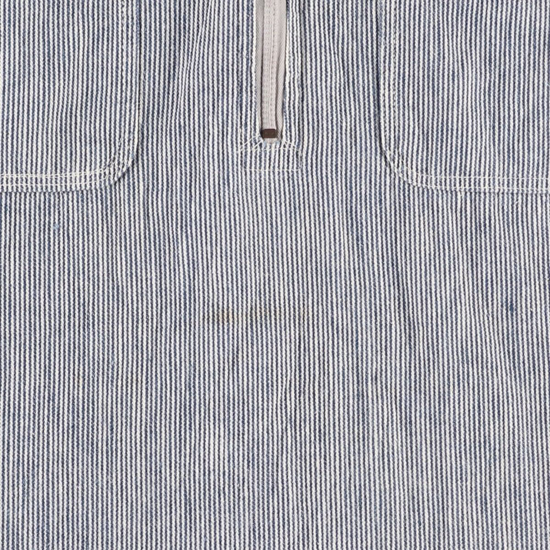 1950'S Penney's PAY DAY Stripe Pattern Half-Zip Pullover Long-Sleeve Work Shirt (Men's Size M) unclear navy blue type Vintage Second Hand