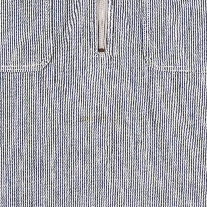 1950'S Penney's PAY DAY Stripe Pattern Half-Zip Pullover Long-Sleeve Work Shirt (Men's Size M) unclear navy blue type Vintage Second Hand