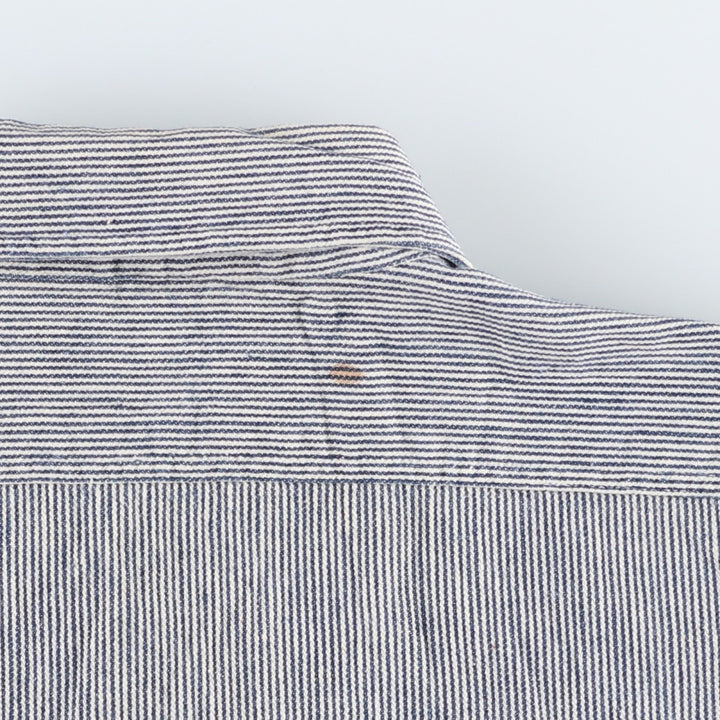 1950'S Penney's PAY DAY Stripe Pattern Half-Zip Pullover Long-Sleeve Work Shirt (Men's Size M) unclear navy blue type Vintage Second Hand