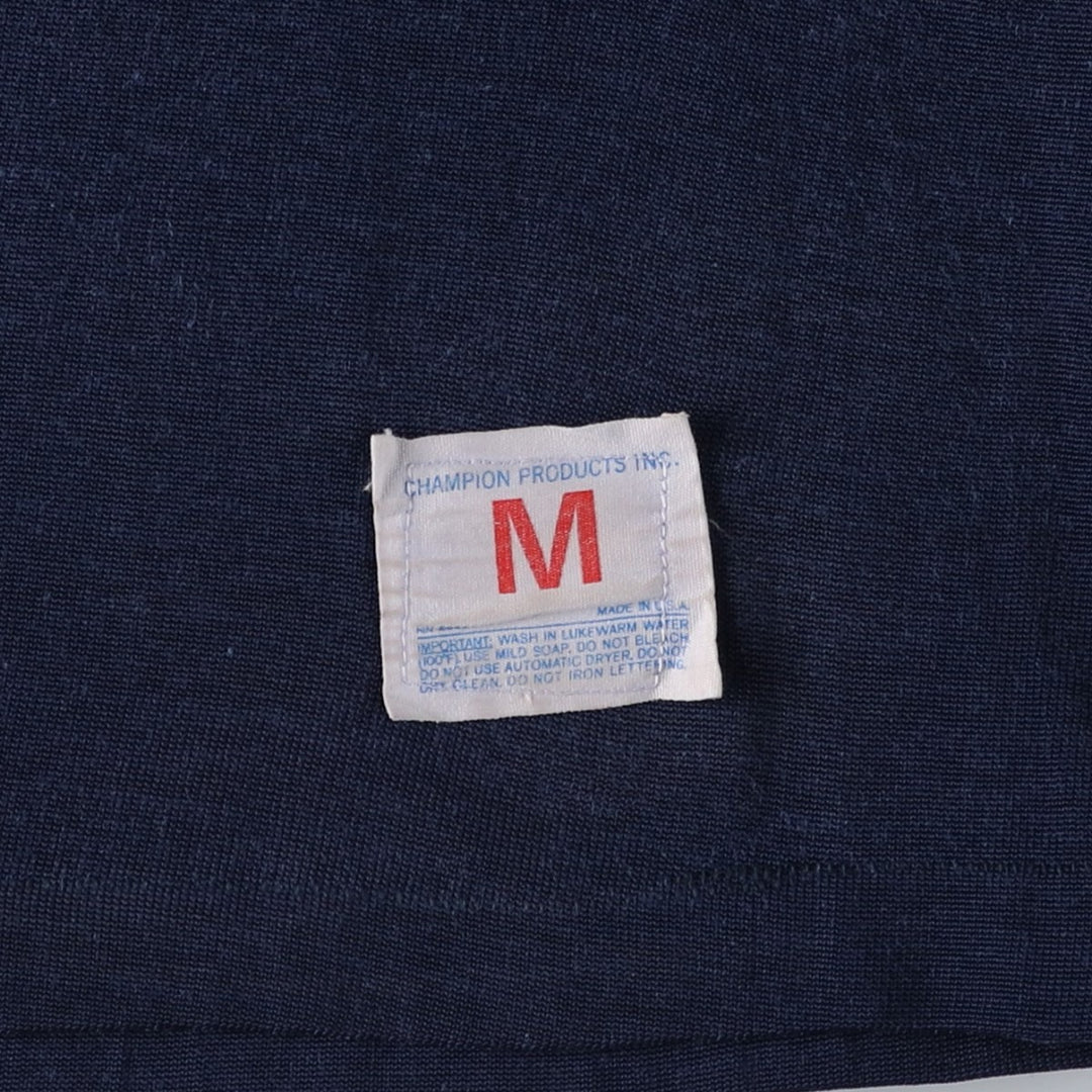 70'S Champion College Triple Print Football 3/4 Sleeve T-Shirt, Made in USA, Men's Size M (Equivalent), Vintage unclear navy blue type Vintage Second Hand