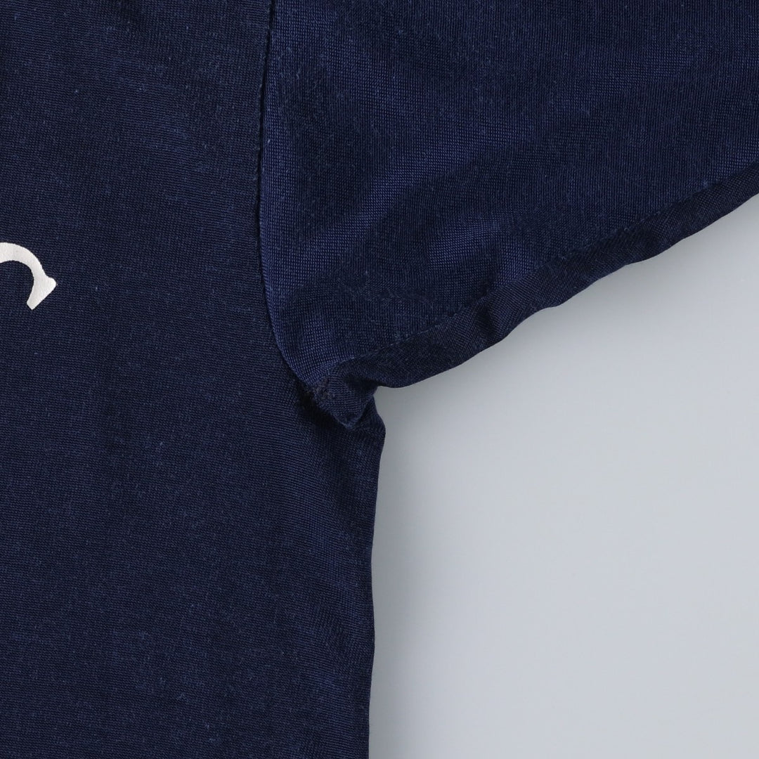 70'S Champion College Triple Print Football 3/4 Sleeve T-Shirt, Made in USA, Men's Size M (Equivalent), Vintage unclear navy blue type Vintage Second Hand
