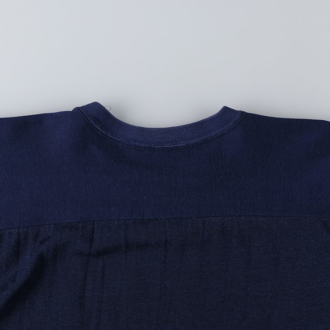 70'S Champion College Triple Print Football 3/4 Sleeve T-Shirt, Made in USA, Men's Size M (Equivalent), Vintage unclear navy blue type Vintage Second Hand