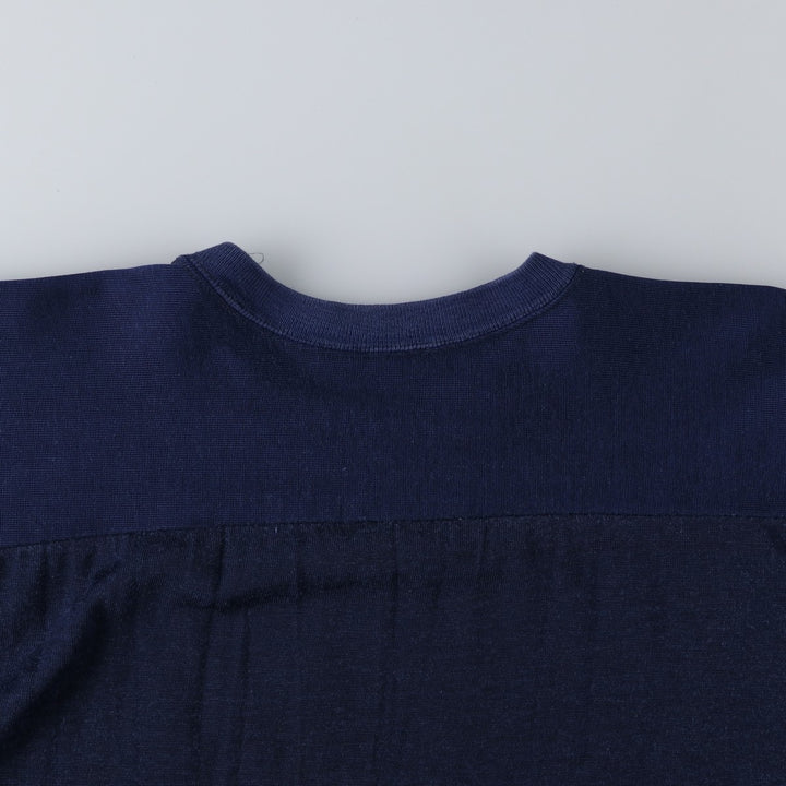 70'S Champion College Triple Print Football 3/4 Sleeve T-Shirt, Made in USA, Men's Size M (Equivalent), Vintage unclear navy blue type Vintage Second Hand