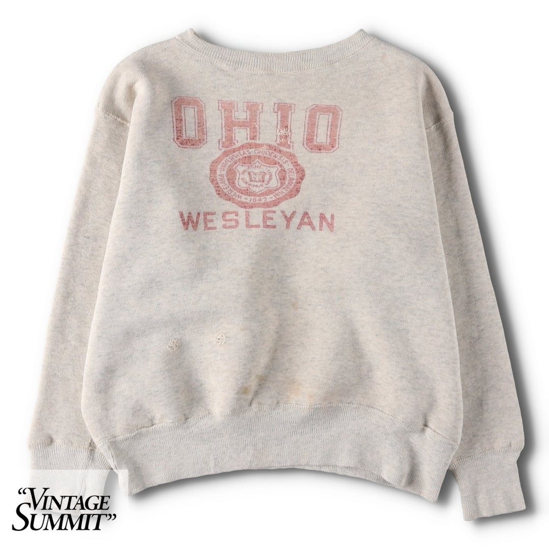 1950s-1960'S Sportswear Ohio Vintage College Sweatshirt, Men's Size M (approx.), Triple Print unclear Beige type Vintage Second Hand