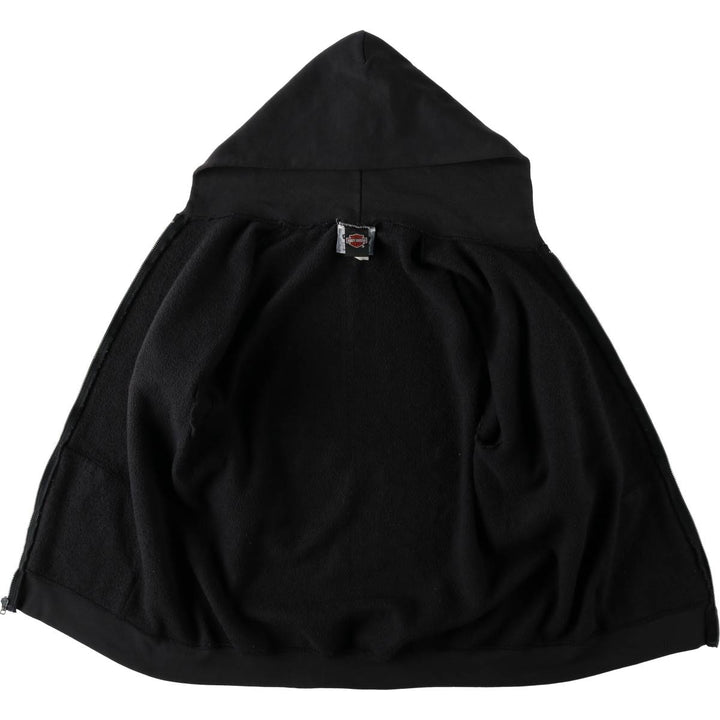 2000'S Lee Harley-Davidson Fire Pattern Full-Zip Sweatshirt Hoodie (Men's Size L) cotton black type Vintage Second Hand