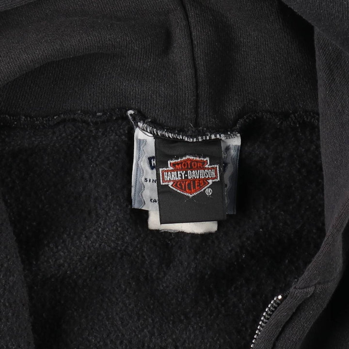 2000'S Lee Harley-Davidson Fire Pattern Full-Zip Sweatshirt Hoodie (Men's Size L) cotton black type Vintage Second Hand