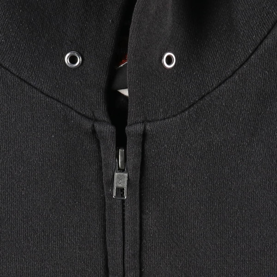 2000'S Lee Harley-Davidson Fire Pattern Full-Zip Sweatshirt Hoodie (Men's Size L) cotton black type Vintage Second Hand