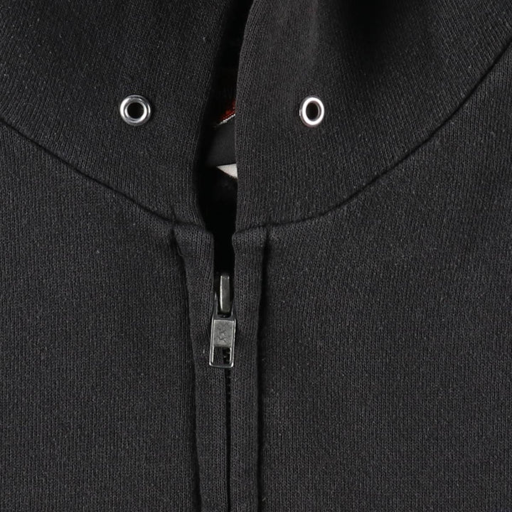 2000'S Lee Harley-Davidson Fire Pattern Full-Zip Sweatshirt Hoodie (Men's Size L) cotton black type Vintage Second Hand