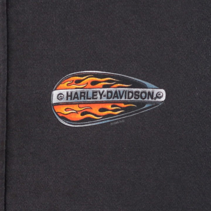 90'S Harley-Davidson Fire Pattern Full-Zip Sweatshirt Hoodie, Men's Size L (Equivalent), Vintage unclear black type Vintage Second Hand