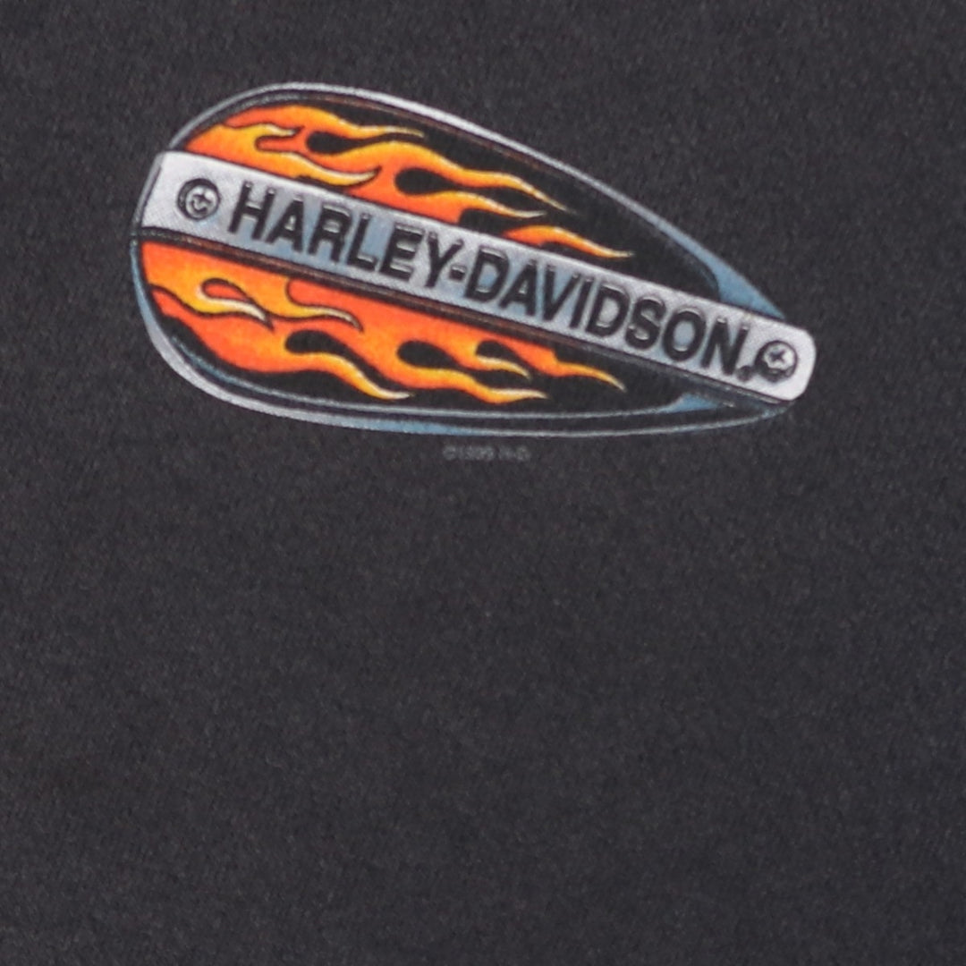 90'S Harley-Davidson Fire Pattern Full-Zip Sweatshirt Hoodie, Men's Size L (Equivalent), Vintage unclear black type Vintage Second Hand