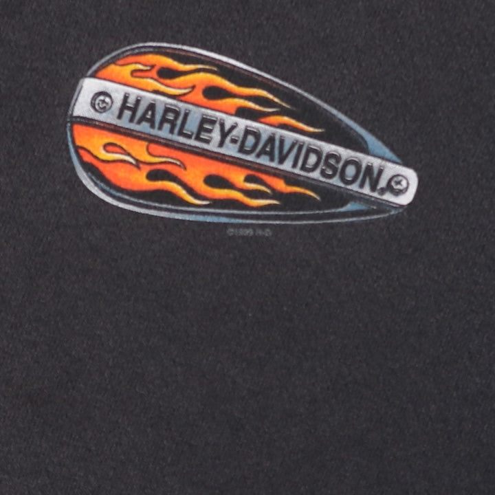 90'S Harley-Davidson Fire Pattern Full-Zip Sweatshirt Hoodie, Men's Size L (Equivalent), Vintage unclear black type Vintage Second Hand