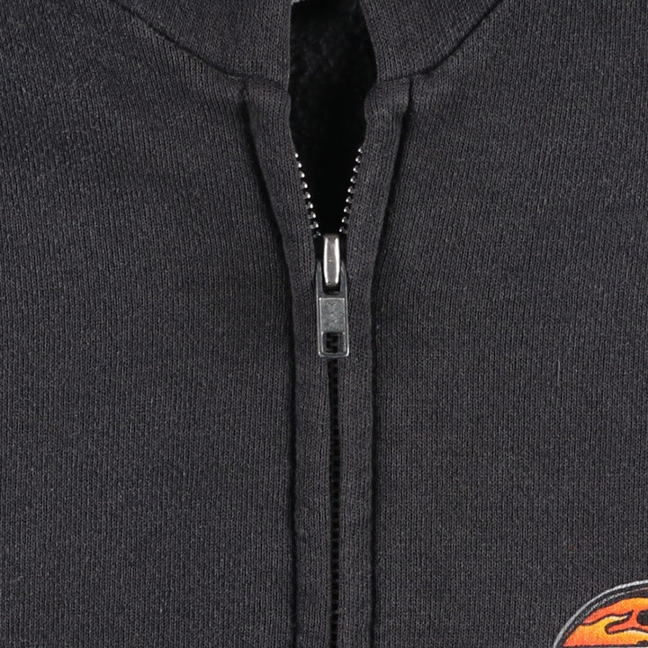 90'S Harley-Davidson Fire Pattern Full-Zip Sweatshirt Hoodie, Men's Size L (Equivalent), Vintage unclear black type Vintage Second Hand