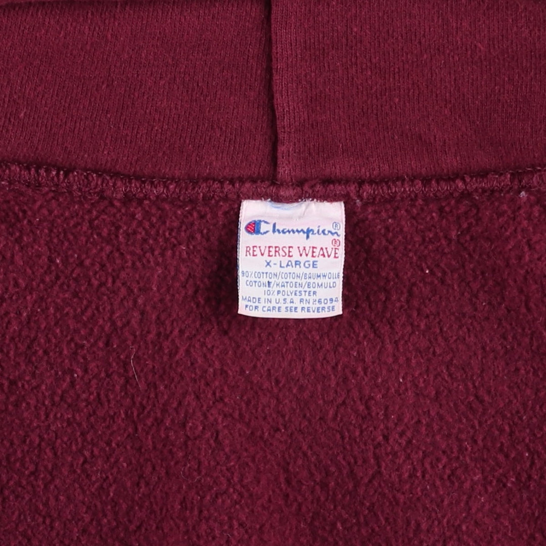 90'S Champion Reverse Weave embroidered tag full-zip sweatshirt hoodie, made in USA, men's size XL equivalent. cotton burgundy type Vintage Second Hand