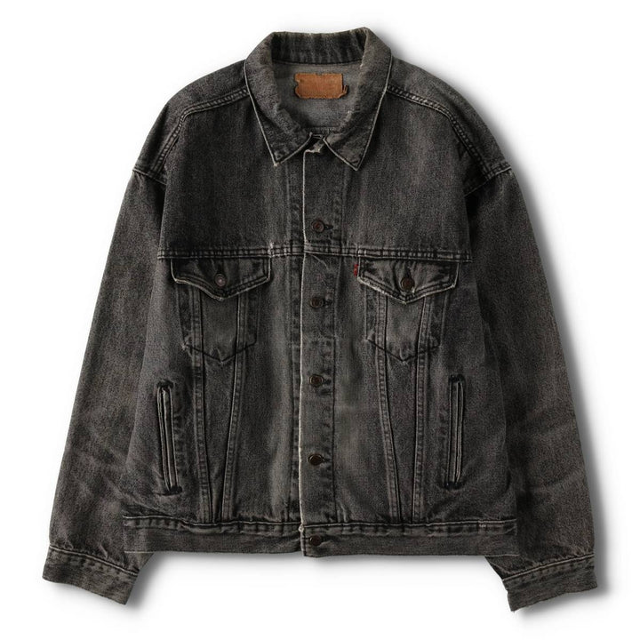 1990'S Levi's 70507-4858 Black Denim Jacket, Made in USA, Men's Size L (approx.), Vintage cotton black type Vintage Second Hand