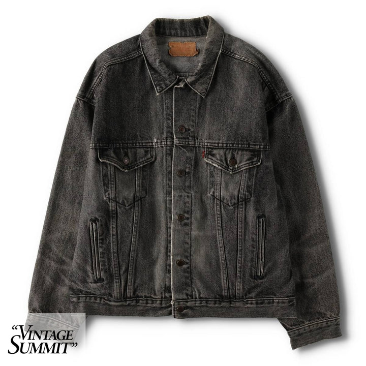 1990'S Levi's 70507-4858 Black Denim Jacket, Made in USA, Men's Size L (approx.), Vintage cotton black type Vintage Second Hand