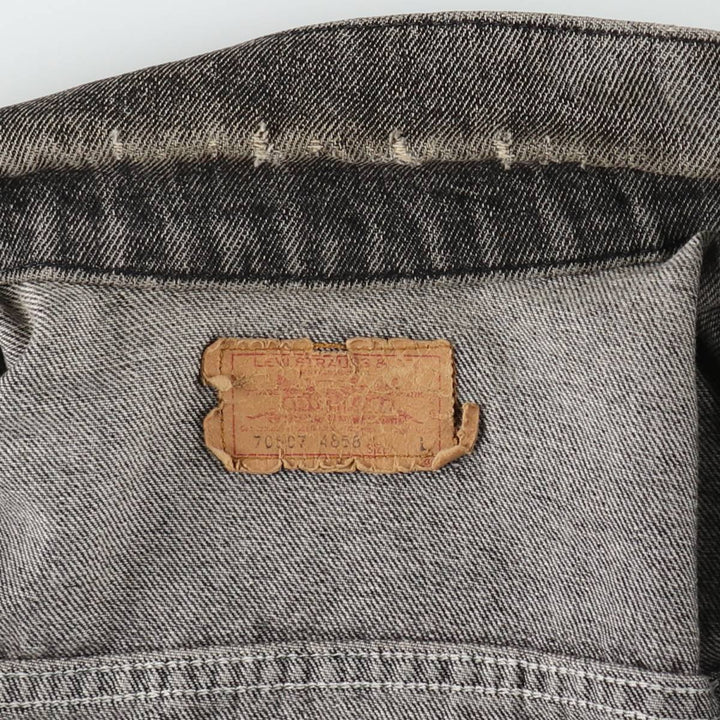 1990'S Levi's 70507-4858 Black Denim Jacket, Made in USA, Men's Size L (approx.), Vintage cotton black type Vintage Second Hand