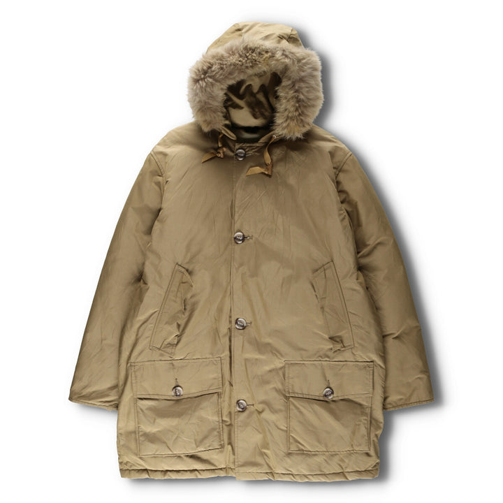 70'S WOOLRICH White Tag Arctic Parka Goose Down Parka Men's L Size Vintage cotton Beige type Vintage Second Hand