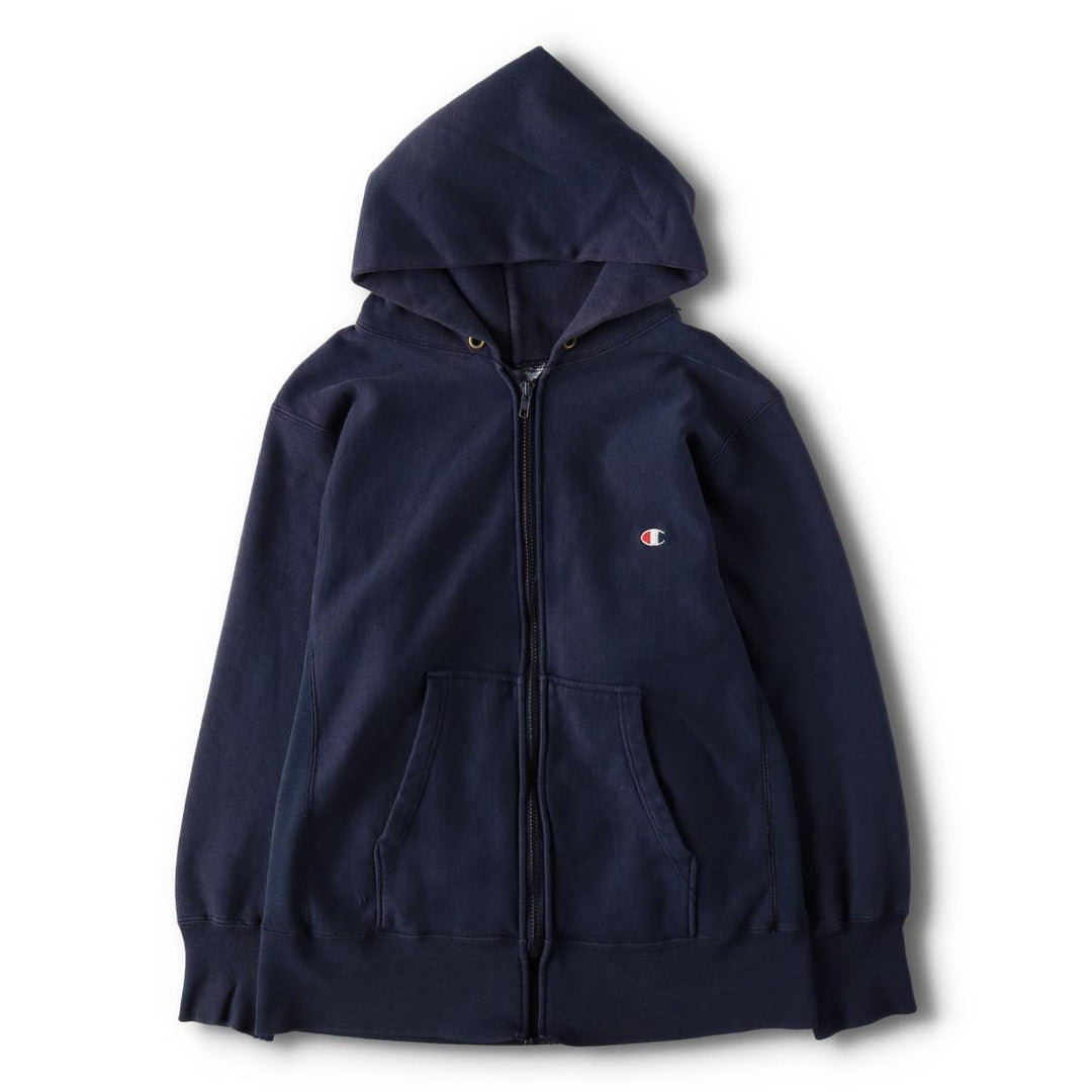 80'S Champion Reverse Weave Tricot Tag Sweat Full Zip Hoodie Made in USA Men's M Vintage cotton navy blue type Vintage Second Hand