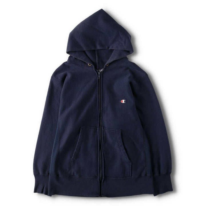 80'S Champion Reverse Weave Tricot Tag Sweat Full Zip Hoodie Made in USA Men's M Vintage cotton navy blue type Vintage Second Hand