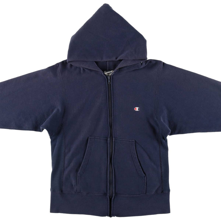 80'S Champion Reverse Weave Tricot Tag Sweat Full Zip Hoodie Made in USA Men's M Vintage cotton navy blue type Vintage Second Hand