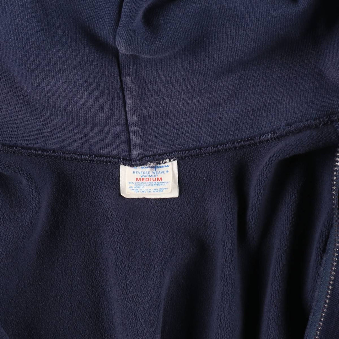 80'S Champion Reverse Weave Tricot Tag Sweat Full Zip Hoodie Made in USA Men's M Vintage cotton navy blue type Vintage Second Hand