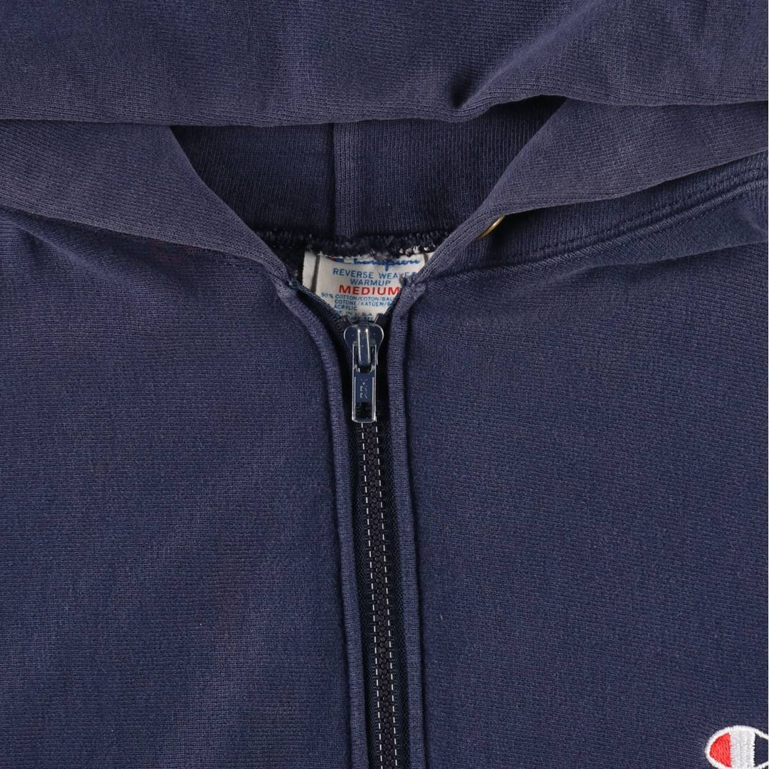80'S Champion Reverse Weave Tricot Tag Sweat Full Zip Hoodie Made in USA Men's M Vintage cotton navy blue type Vintage Second Hand