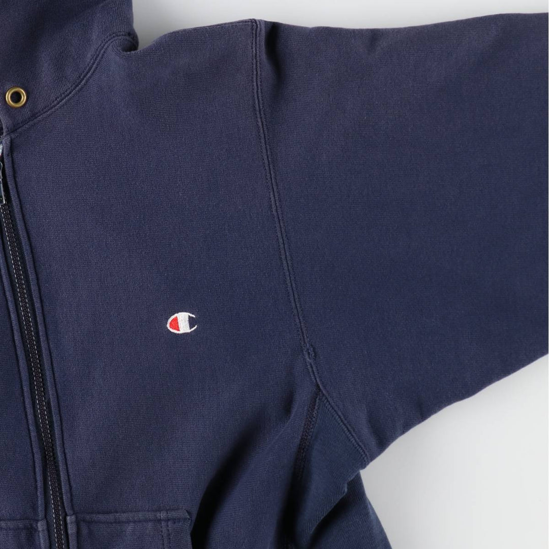80'S Champion Reverse Weave Tricot Tag Sweat Full Zip Hoodie Made in USA Men's M Vintage cotton navy blue type Vintage Second Hand