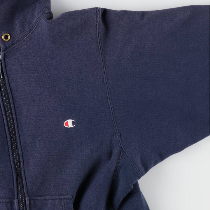 80'S Champion Reverse Weave Tricot Tag Sweat Full Zip Hoodie Made in USA Men's M Vintage cotton navy blue type Vintage Second Hand