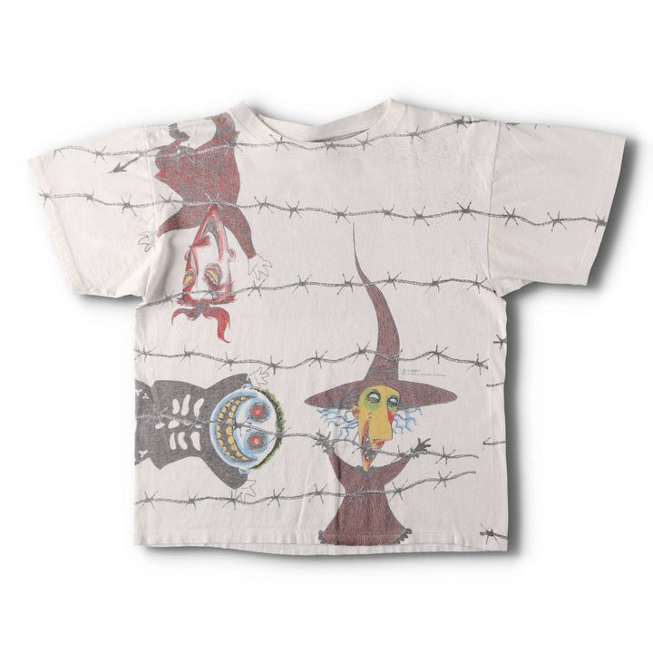 90'S Nightmare Before Christmas Large Print Character Print T-Shirt Made in USA Men's M Vintage cotton white type Vintage Second Hand