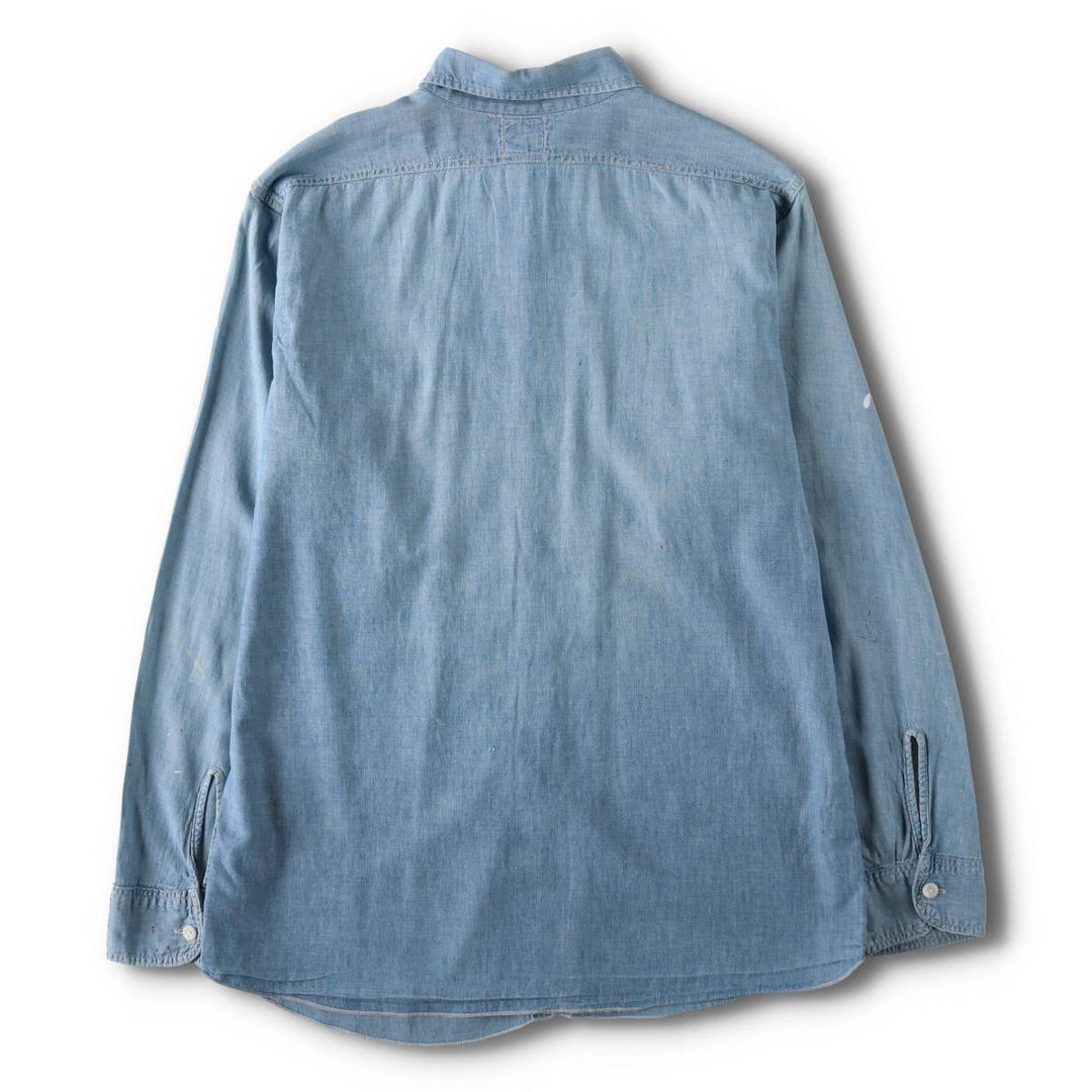 1950'S BLUE BELL PEPPERELL Long-Sleeve Chambray Shirt, Men's Size M (Equivalent), Vintage unclear Blue type light blue Vintage Second Hand